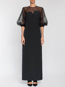 Two Tone Fitted Gown- Black