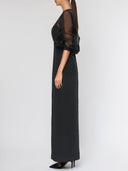 Two Tone Fitted Gown- Black