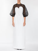 Two Tone Fitted Gown - White & Black