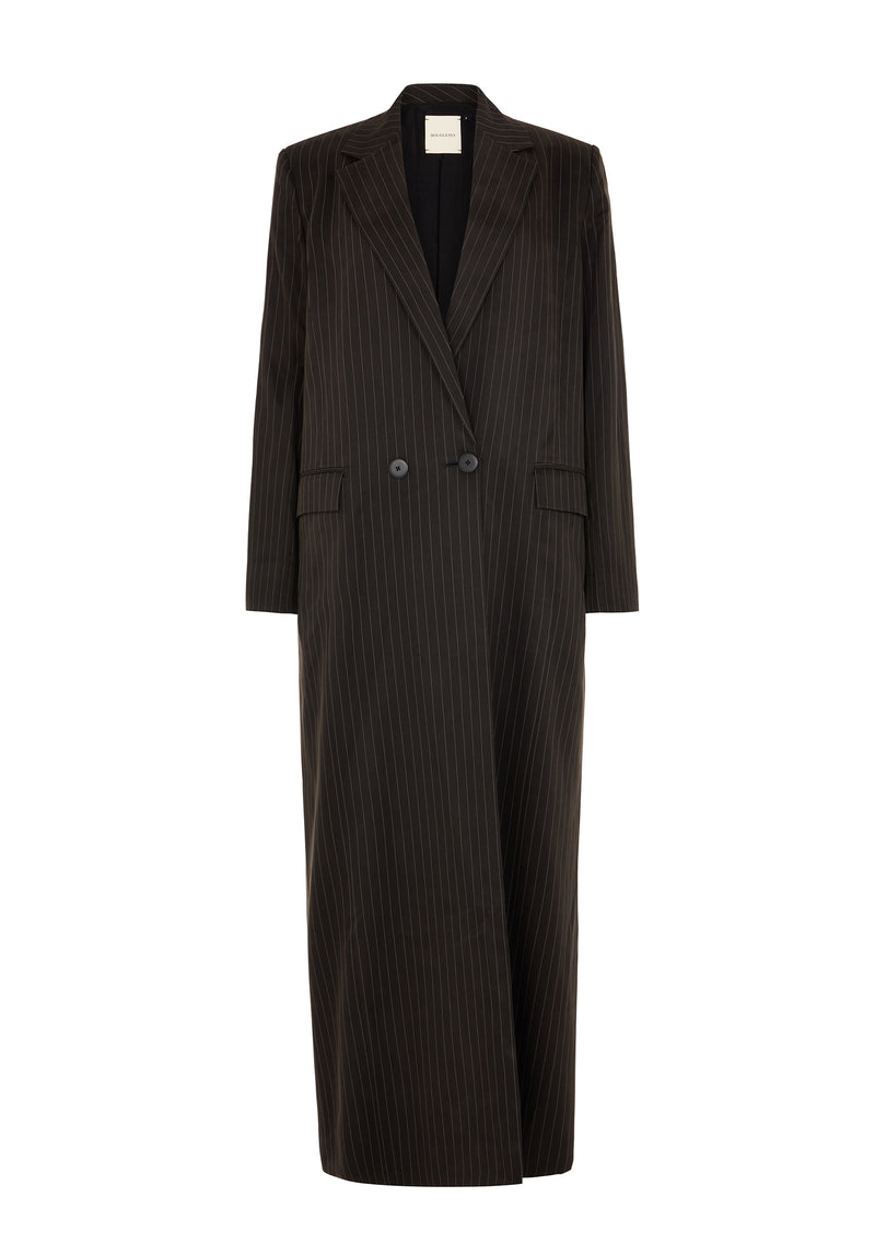 Noura Pinstripe Long Blazer